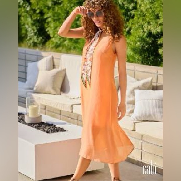 CAbi Women's Peach Halter Midi Dress - Picture 1 of 2